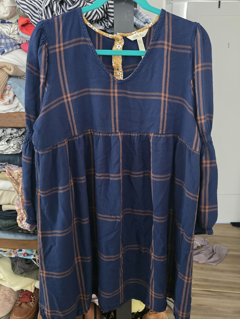 Matilda Jane Navy and Orange Plaid Dress